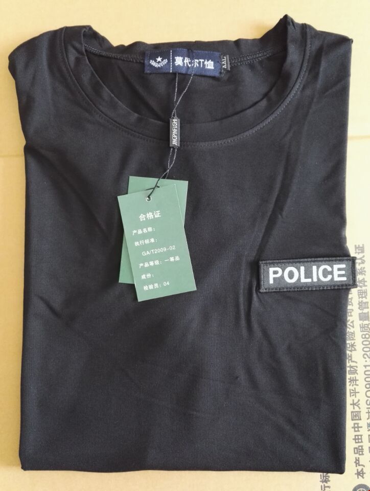 2018新款警用新款警察圆领纯棉t恤,精致电脑刺绣警徽标志,采用柔软